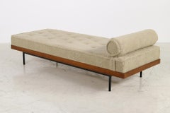 Nathan Lindberg Daybed Mod. 31 Larch Wood, Teak, Tufted, Teddy Fur & Leather
