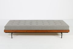 Nathan Lindberg Daybed Mod. 31 Sofa Larch Wood, Metal, Teak, Grey Tufted