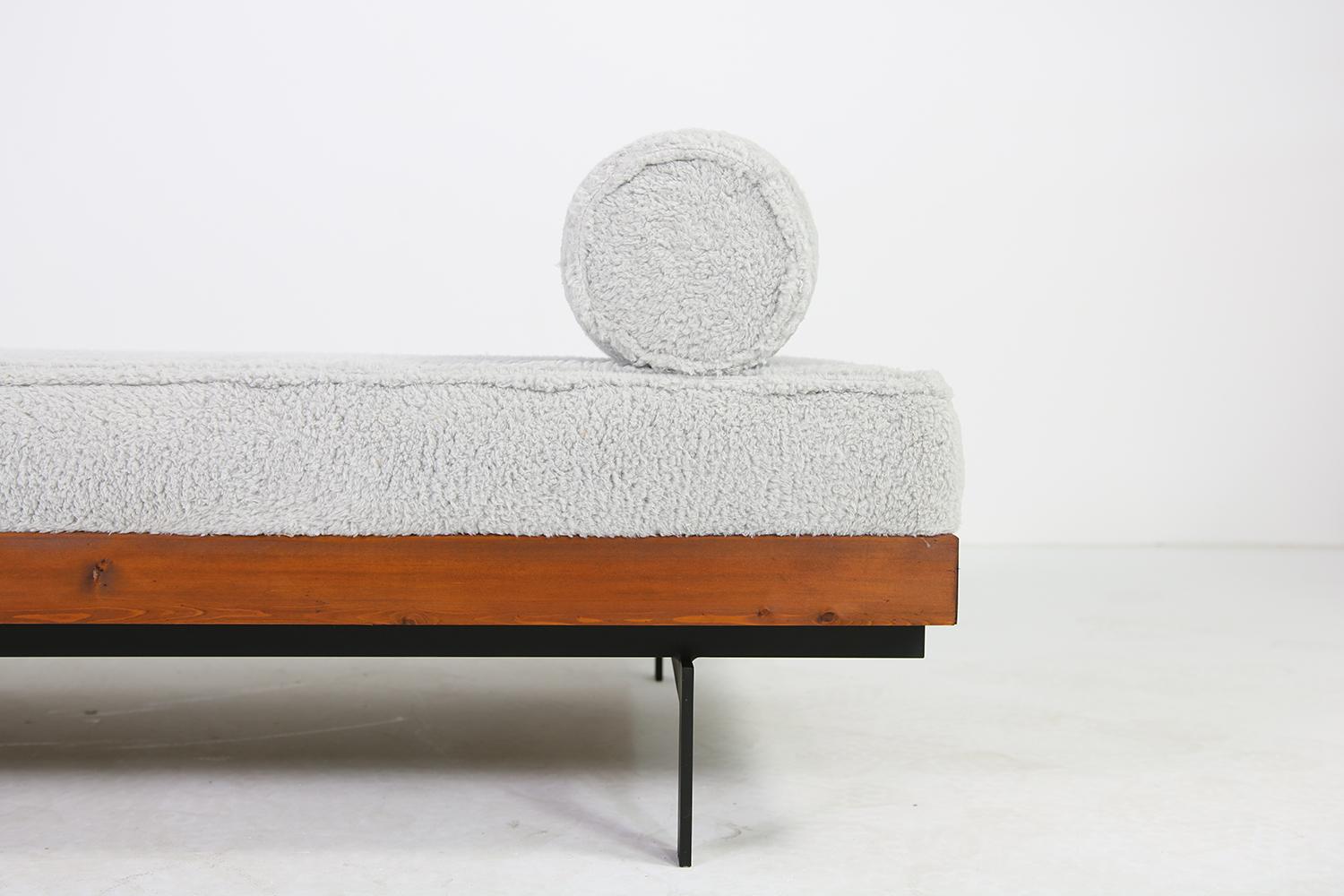 Contemporary Nathan Lindberg Daybed Mod. 31 Sofa Siberian Larch Wood, Steel, Teak, Eco Fur For Sale