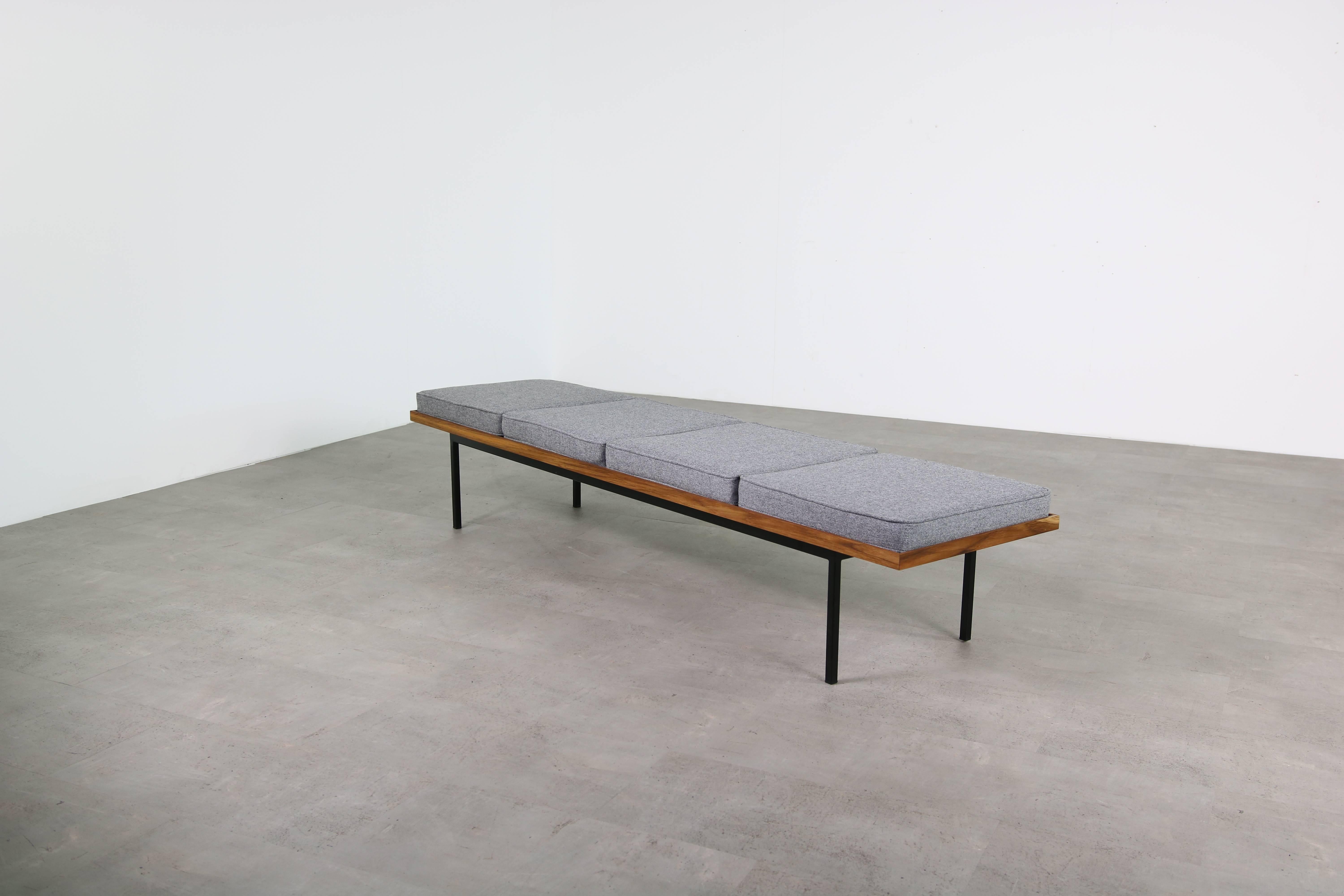 Stained Nathan Lindberg Design Teak and Metal Modernist Modular Bench Mod. NL 18