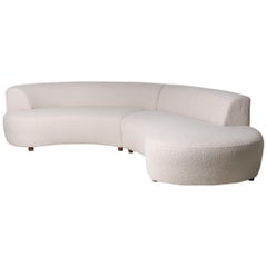 Nathan Lindberg Modular Curved Sofa with Teddy Fur Boucle and Pinewood Legs