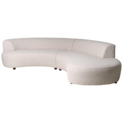 Nathan Lindberg Modular Curved Sofa with Teddy Fur Boucle and Pinewood Legs No.2