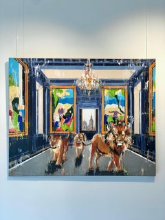 A Kingdom of Pride - interior wildlife abstract expressionism oil paint modern