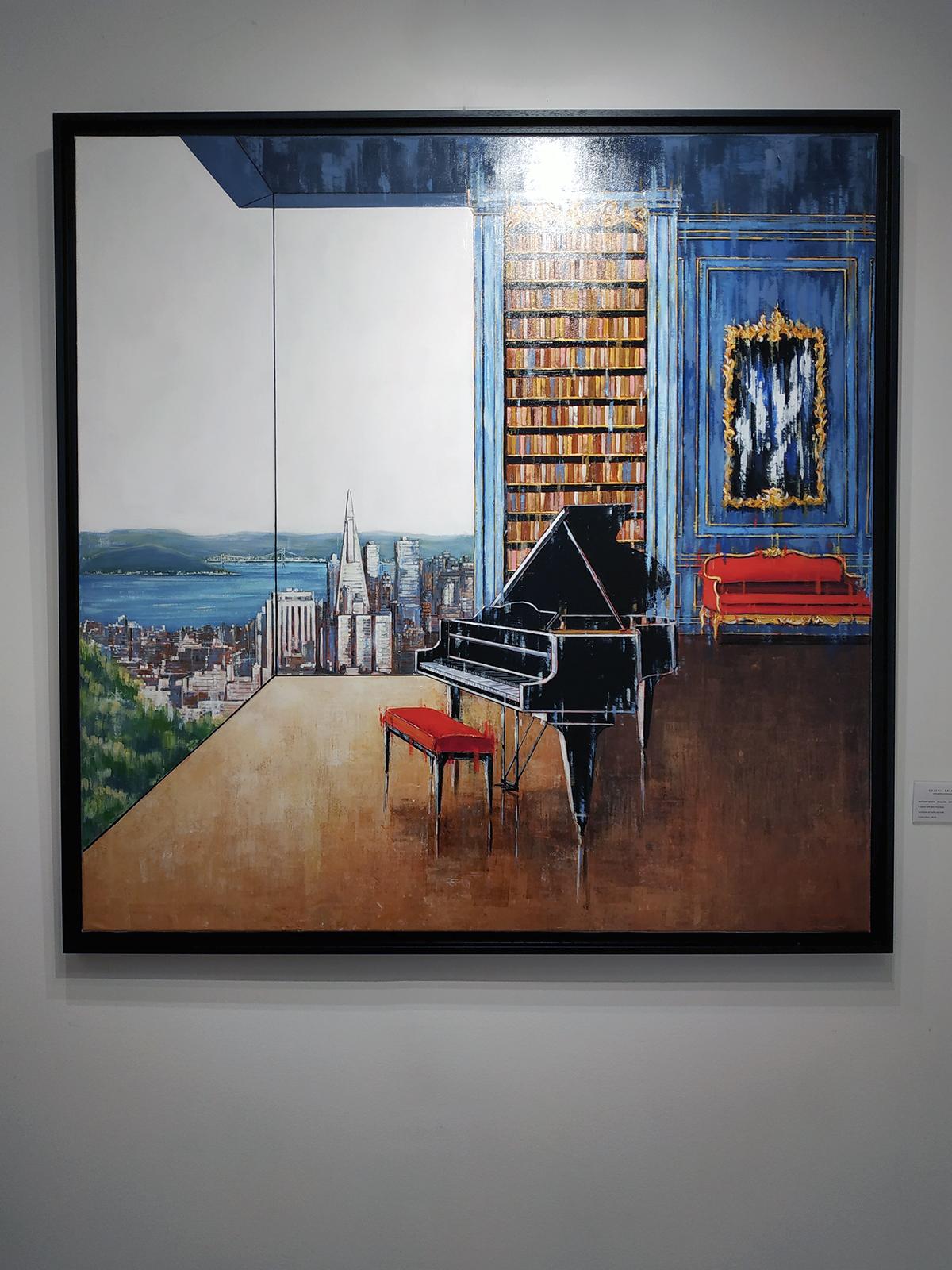 A piano and San Francisco - Painting by Nathan Neven
