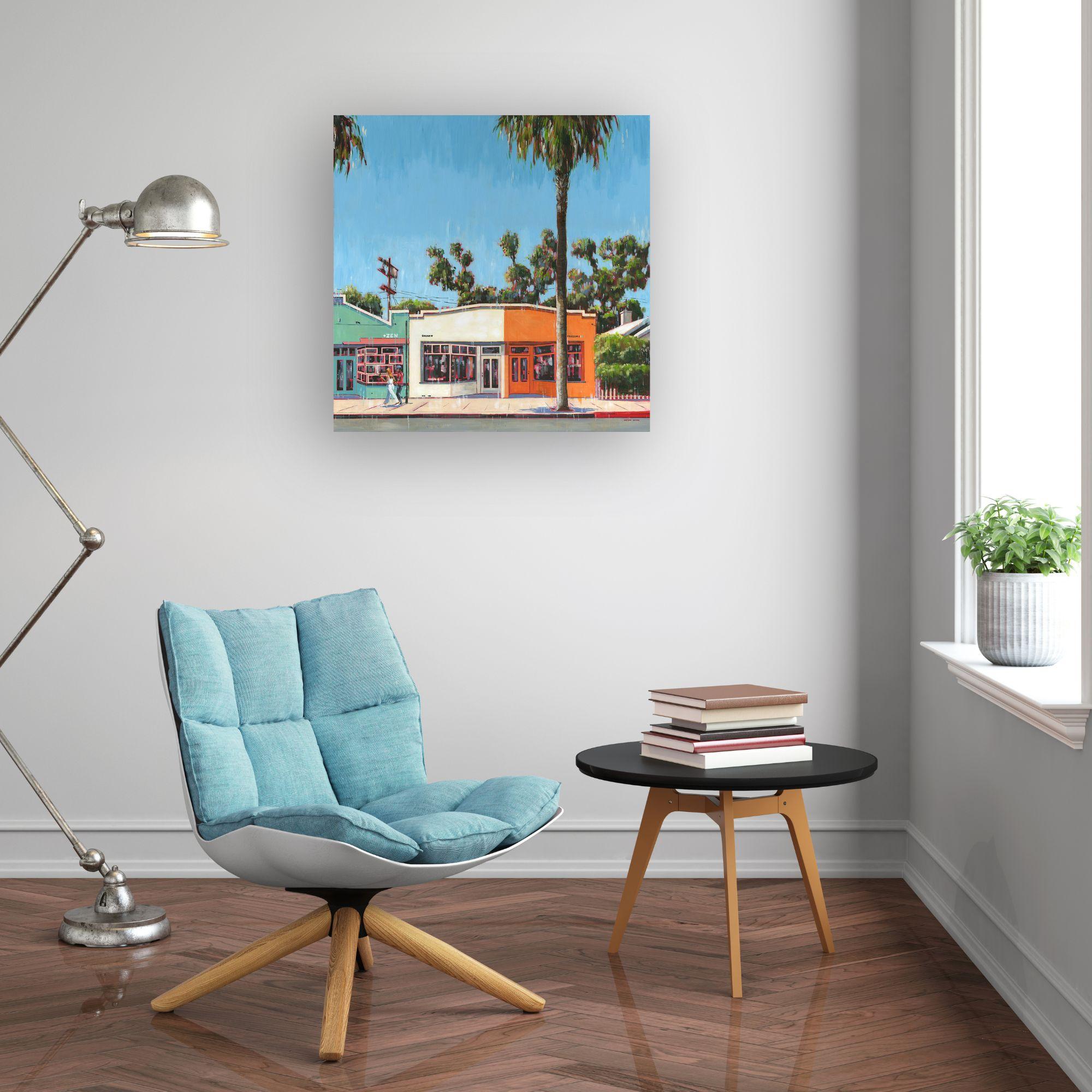 Abbot Kinney - zeitgenössischer Realismus - Ölgemälde - Stadtbild - modernes Kunstwerk – Painting von Nathan Neven