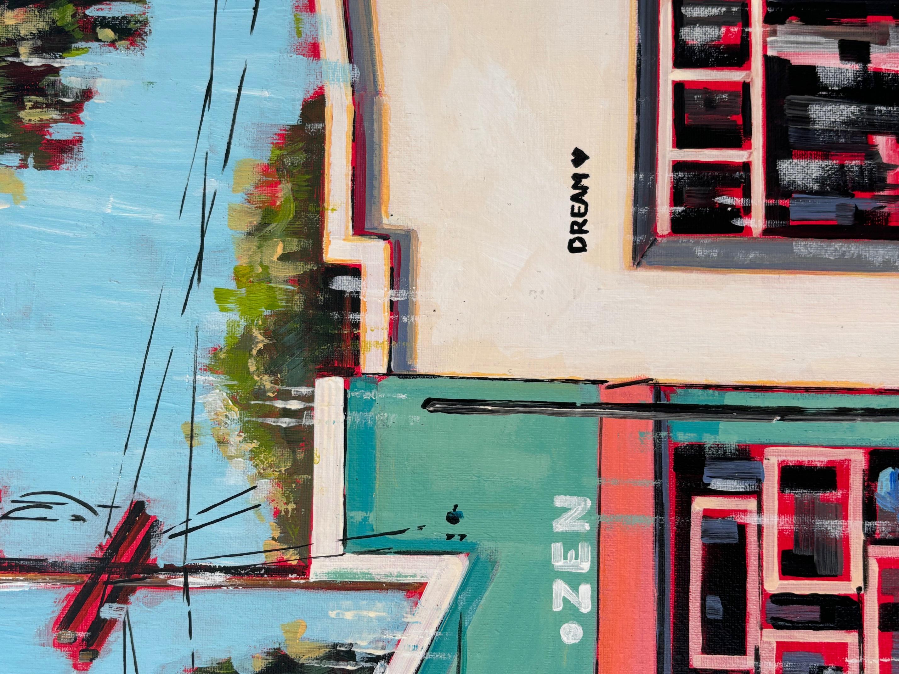 Abbot Kinney - zeitgenössischer Realismus - Ölgemälde - Stadtbild - modernes Kunstwerk im Angebot 1
