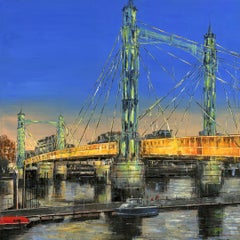 Albert Bridge Dusk cityscape England London painting contemporary modern