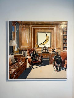 Banana Business - original modern oil painting - London Cityscape - wildlife art