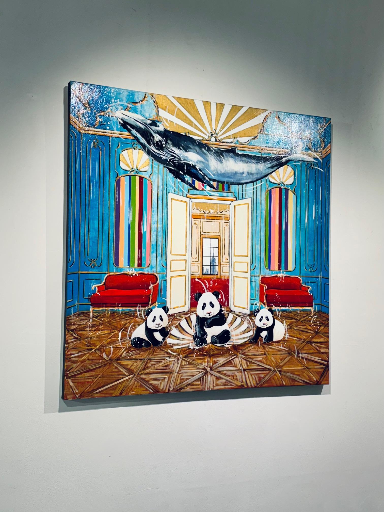 Botticelli Inspirant - peinture à l'huile contemporaine originale d'animaux - œuvre d'art animalière - Expressionnisme abstrait Painting par Nathan Neven