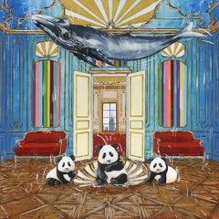 Botticelli Inspirant - peinture à l'huile contemporaine originale d'animaux - œuvre d'art animalière