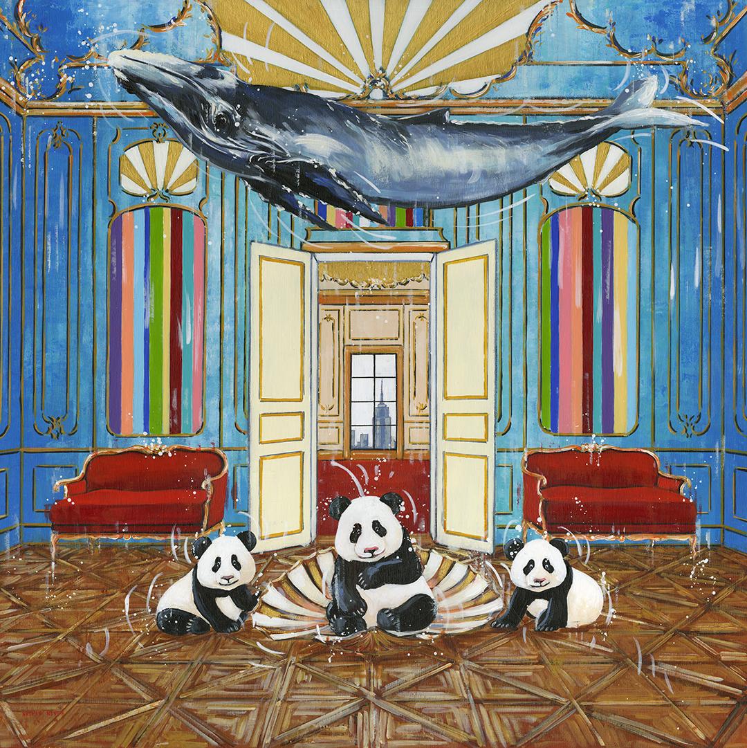 Botticelli Inspirierende-originale zeitgenössische Tier-Ölgemälde- Wildtier Kunstwerk