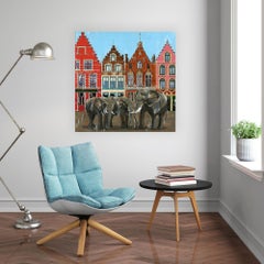 Bruges-original architecture cityscape wildlife oil painting- contemporary art