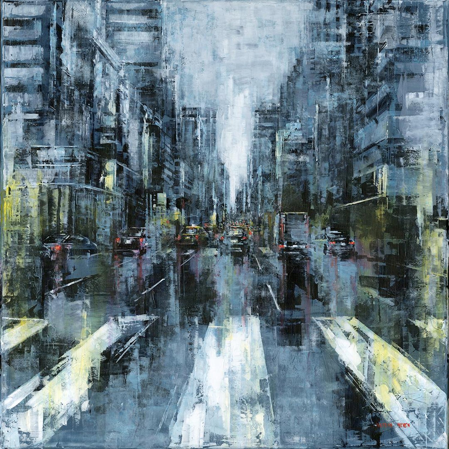Nathan Neven City Life Nyc Cityscape Oil Painting Contemporary