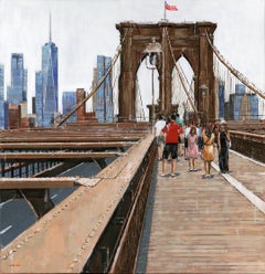 Crossing Brooklyn - New York original cityscape vista landscape oil contemporary