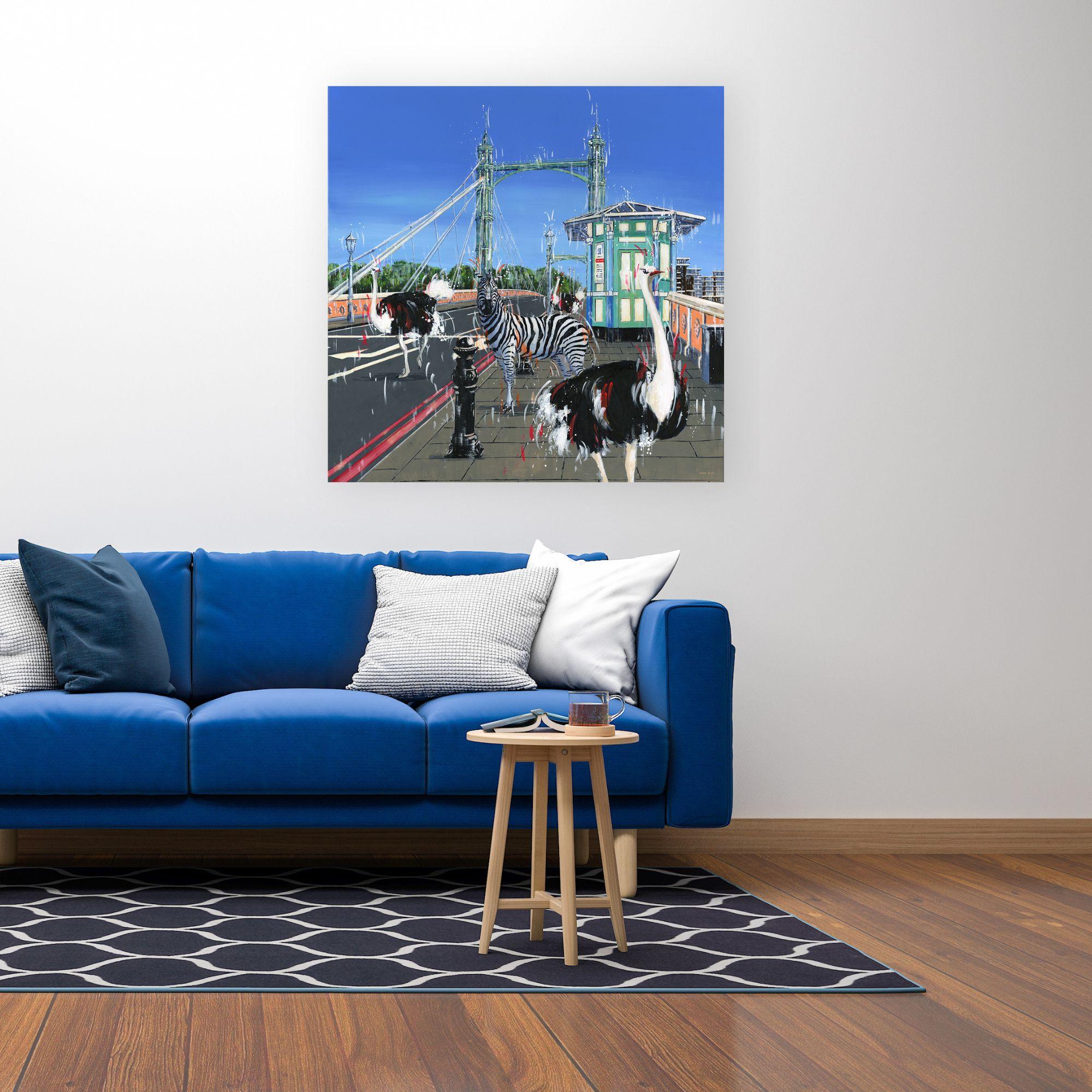 Crossing The Albert Bridge- original London wildlife Cityscape oil painting- art For Sale 1