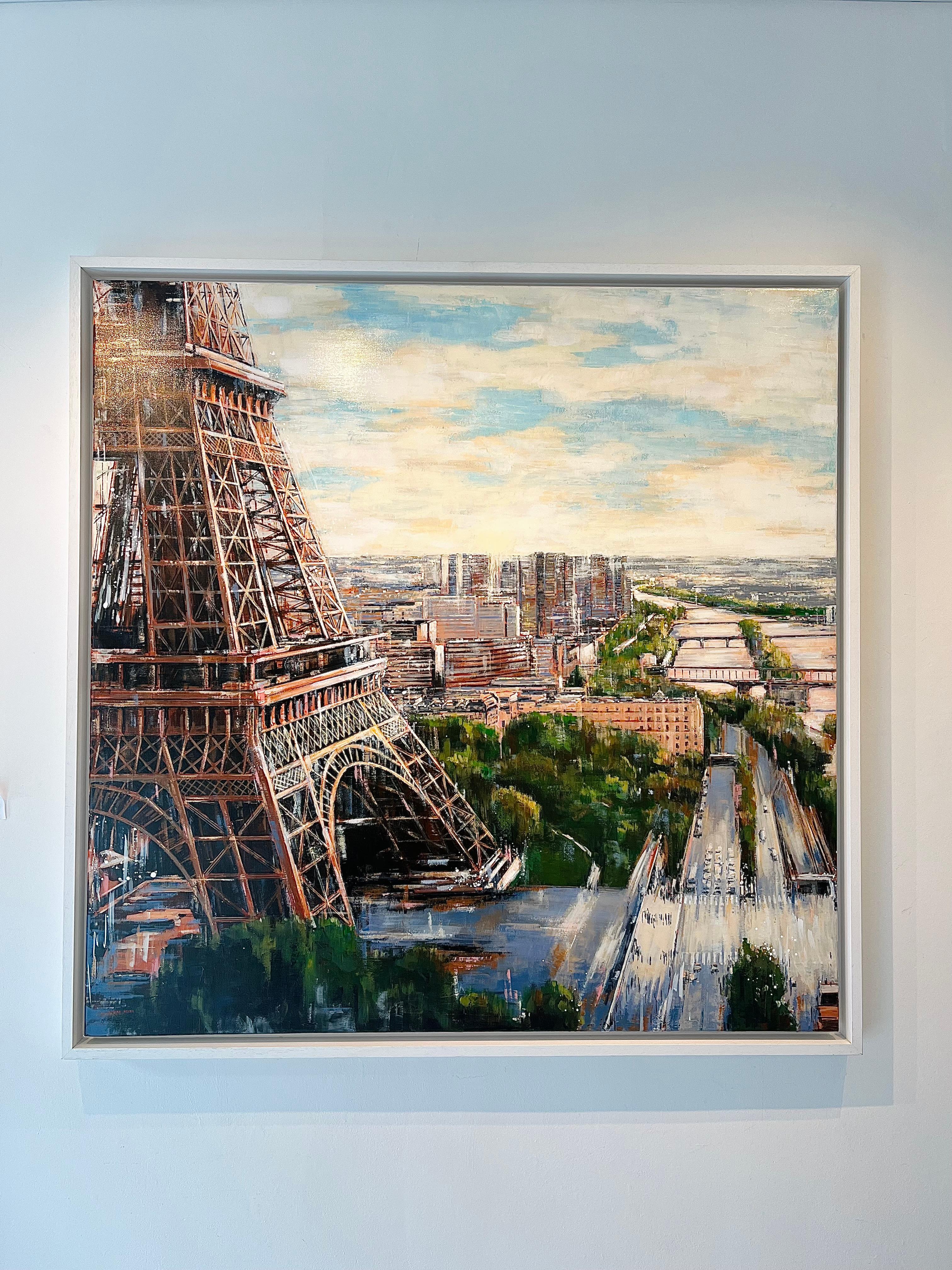 Eiffel-original Paris impressionist Cityscape painting-modern art - Painting by Nathan Neven
