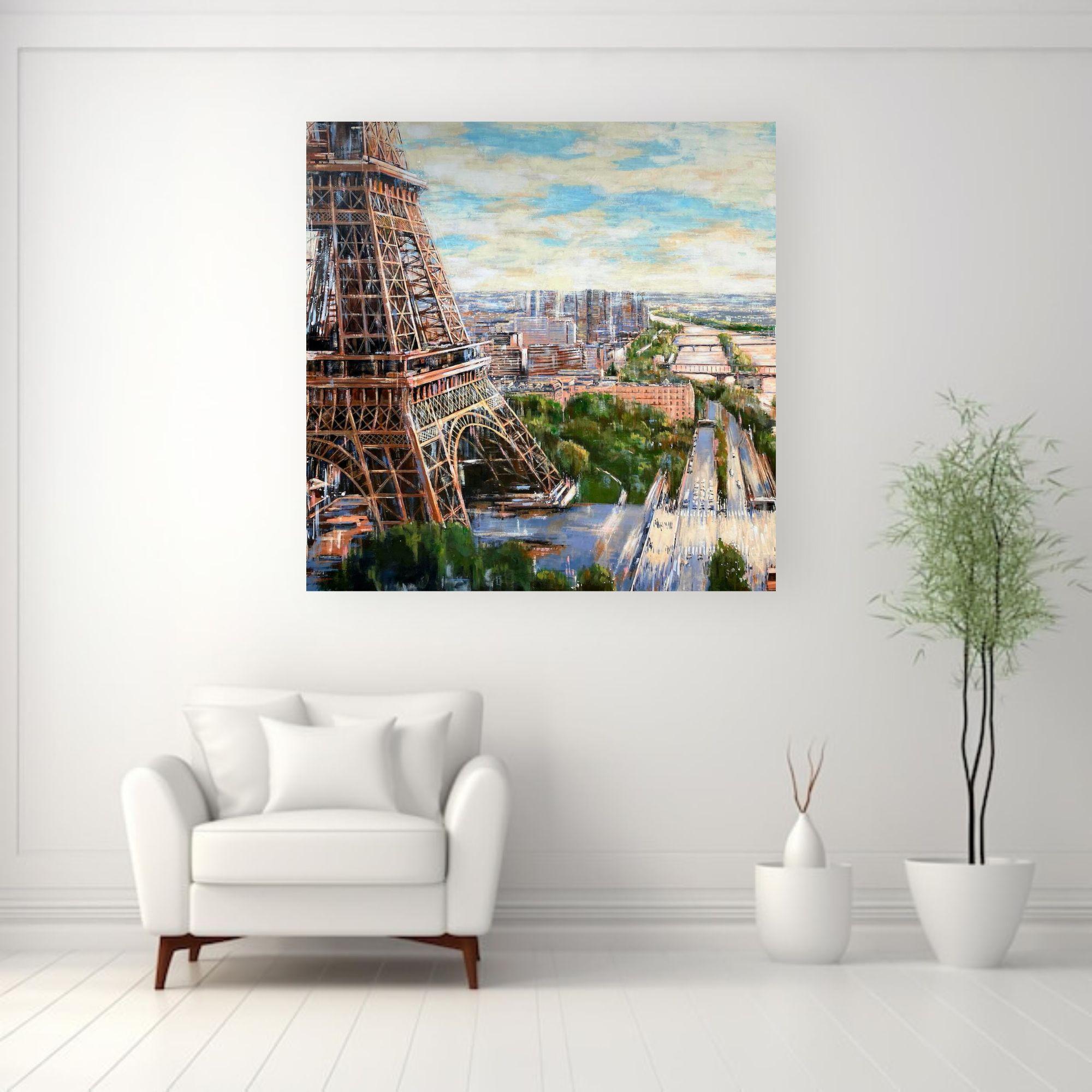 Eiffel-original Paris impressionist Cityscape painting-modern art For Sale 1