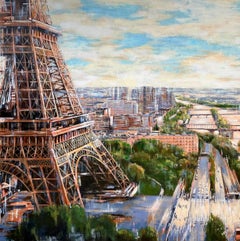 Eiffel-Pintura impresionista original de París-Paisaje urbano-Arte moderno