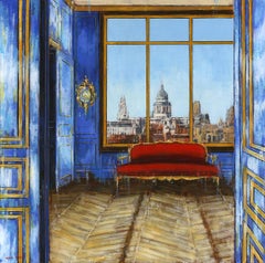 Face to St Paul's London - cityscape interior oil painting contemporary surreal