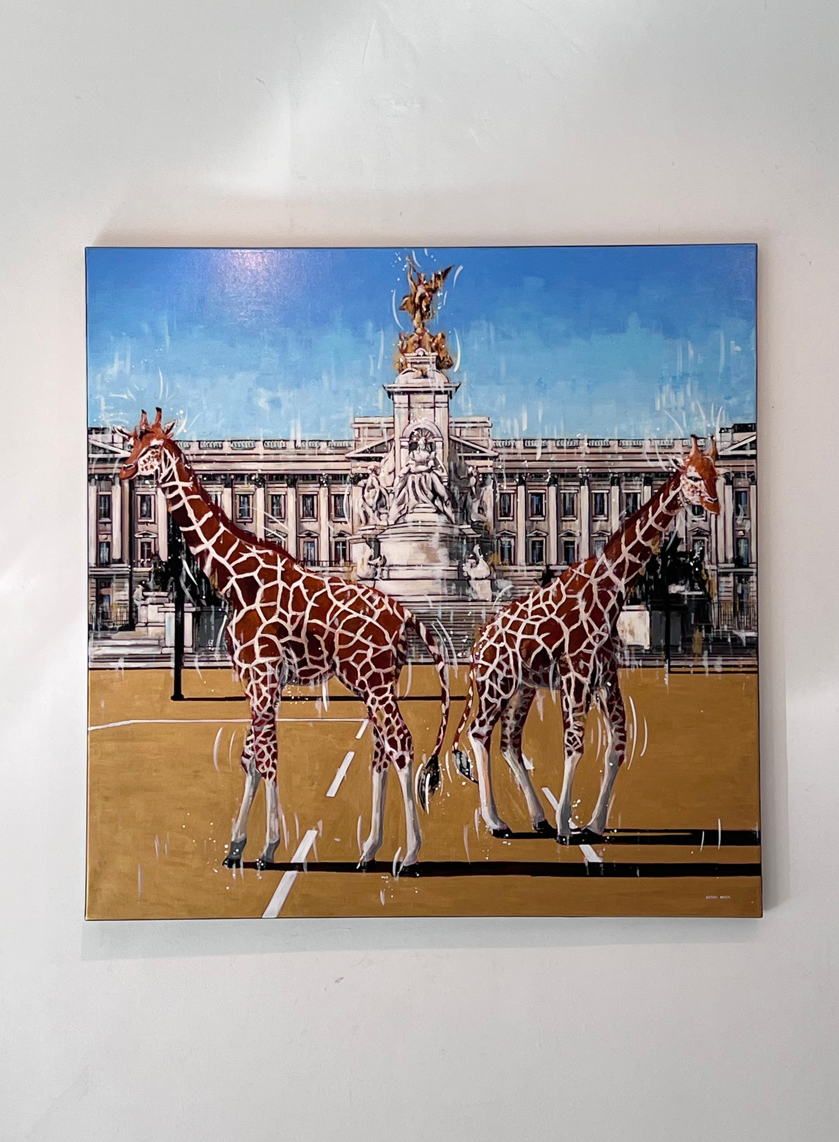 Goldener Pfad-originelle surreale Wildnis Stadtlandschaft Ölgemälde-zeitgenössische Kunst – Painting von Nathan Neven