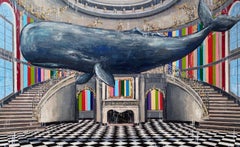 Good Hope - peinture abstraite originale de baleines en intérieur Art contemporain