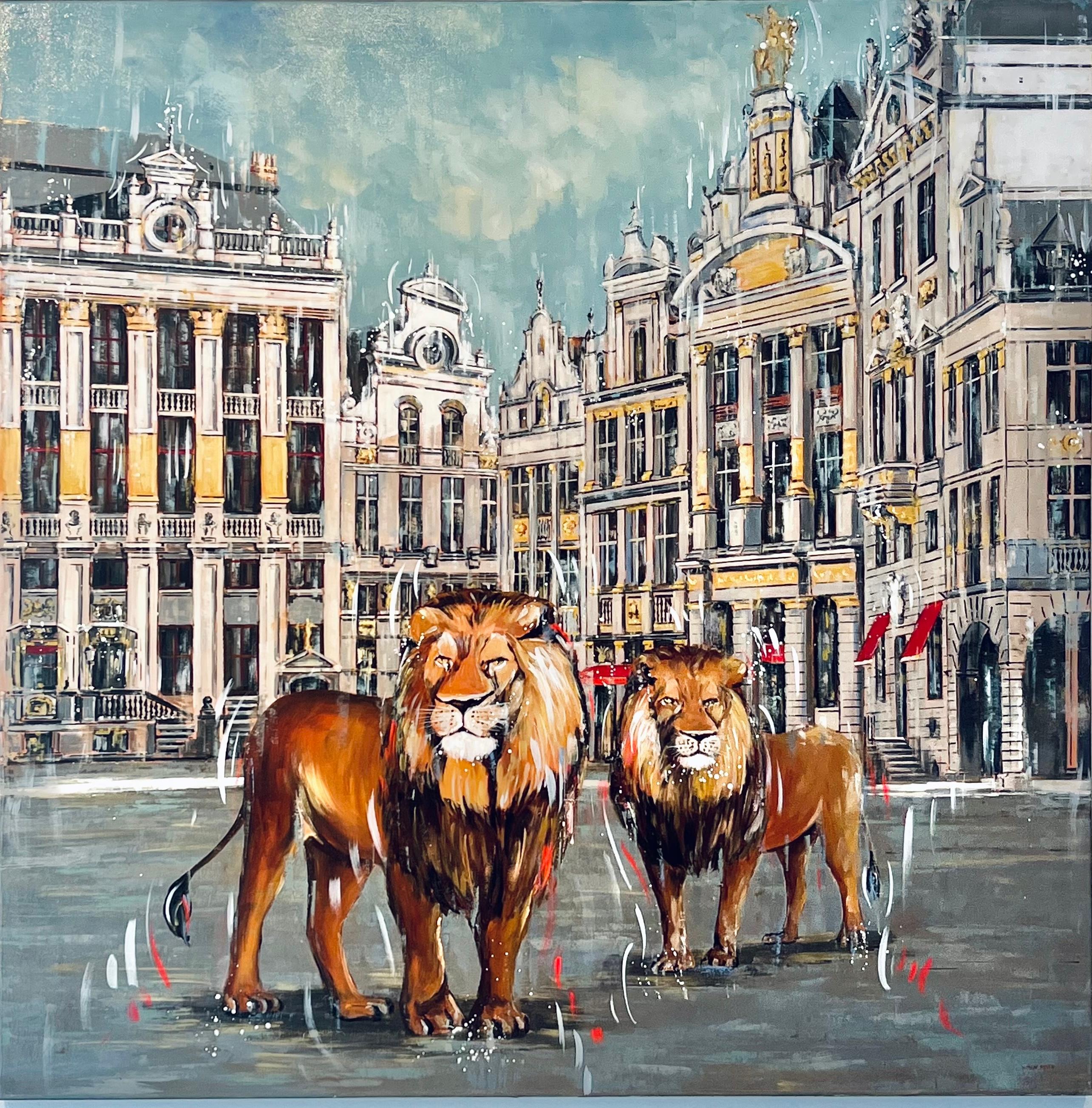 Grande Place-paisaje urbano original fauna animal arquitectura-arte moderno