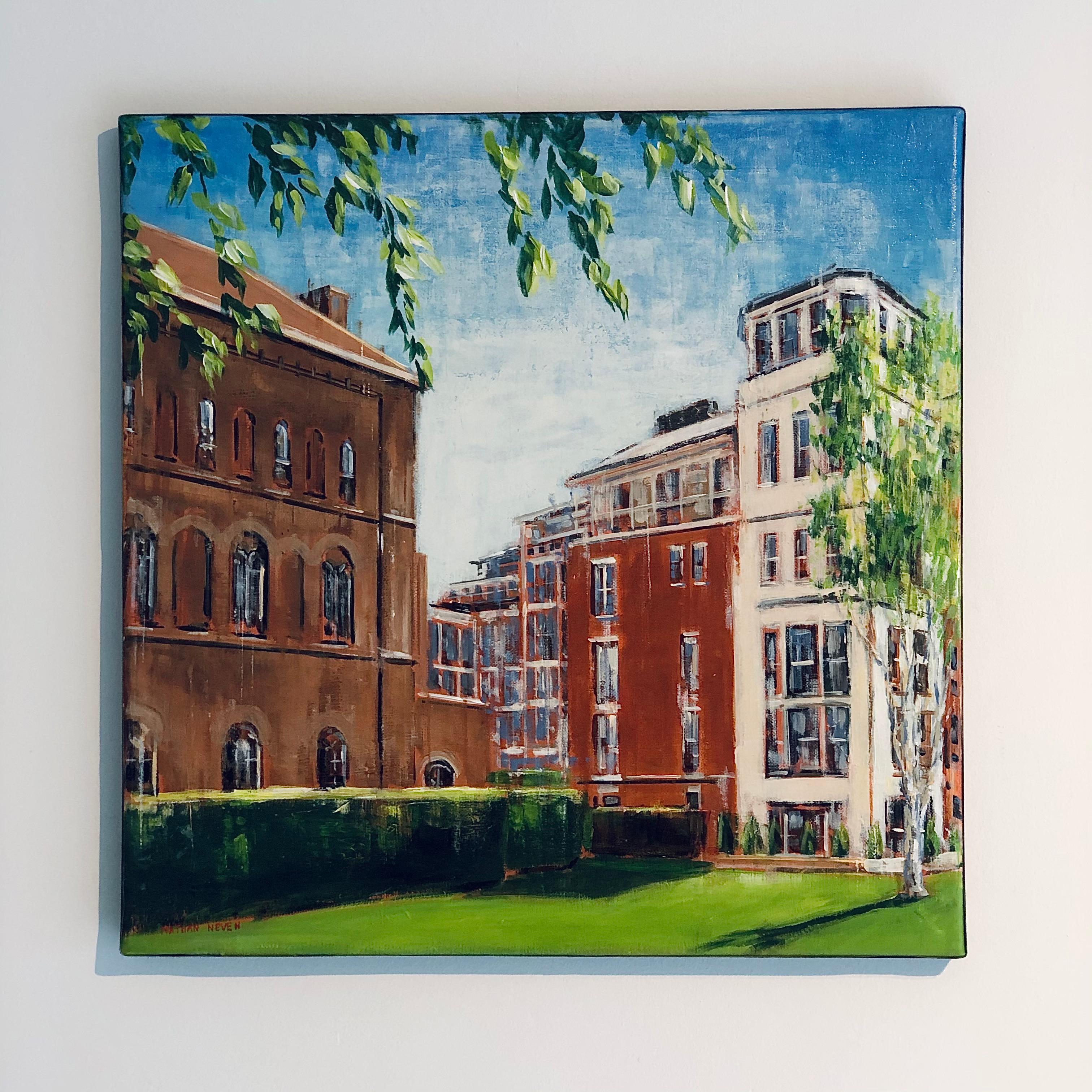 Le roi de Chelsea  Paysage urbain à l'huile - Peinture de l'expressionnisme londonien moderne - Painting de Nathan Neven