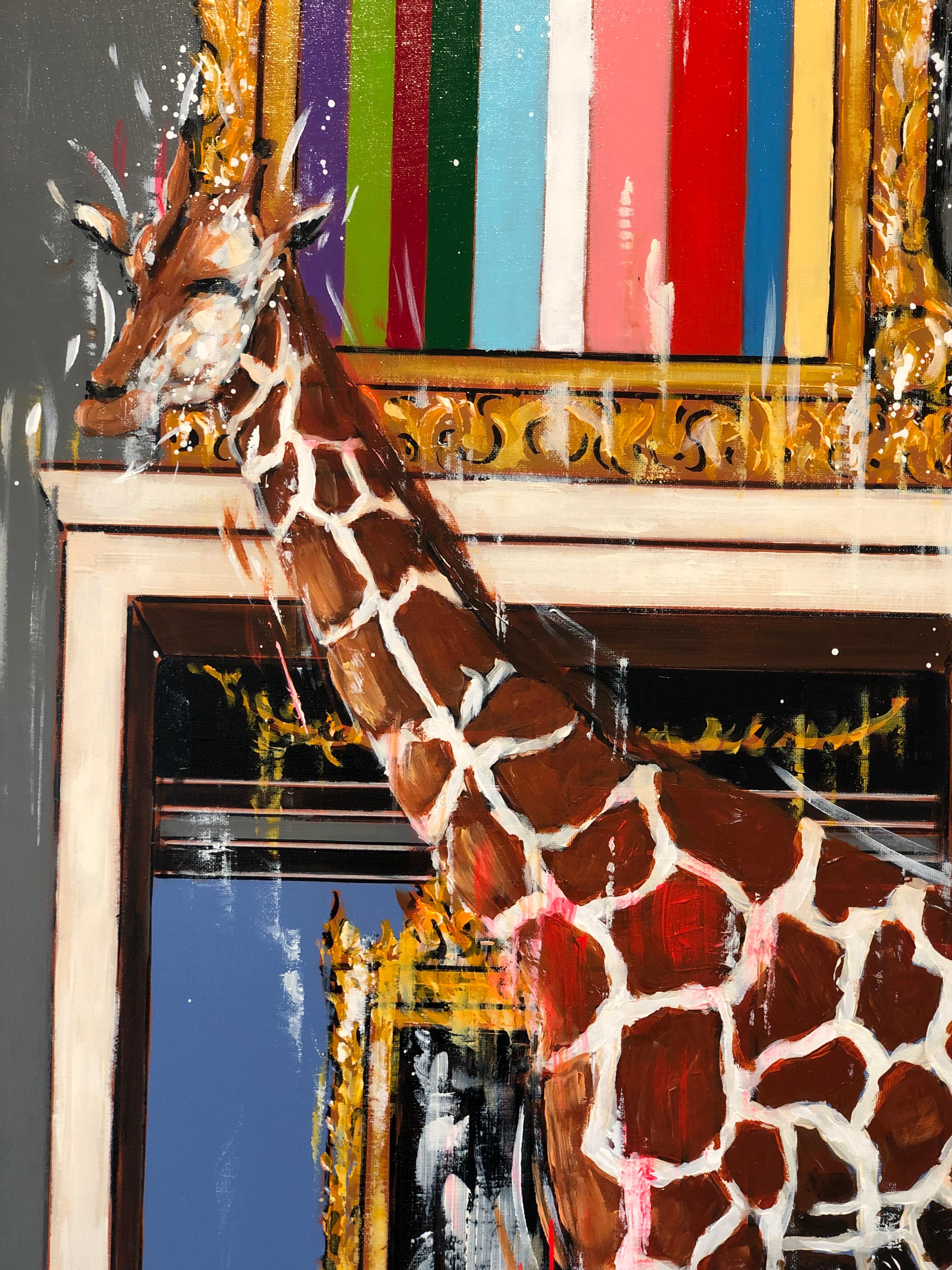 Live it Up- pittura d'interni surreale e contemporanea di fauna selvatica - arte moderna - Painting di Nathan Neven