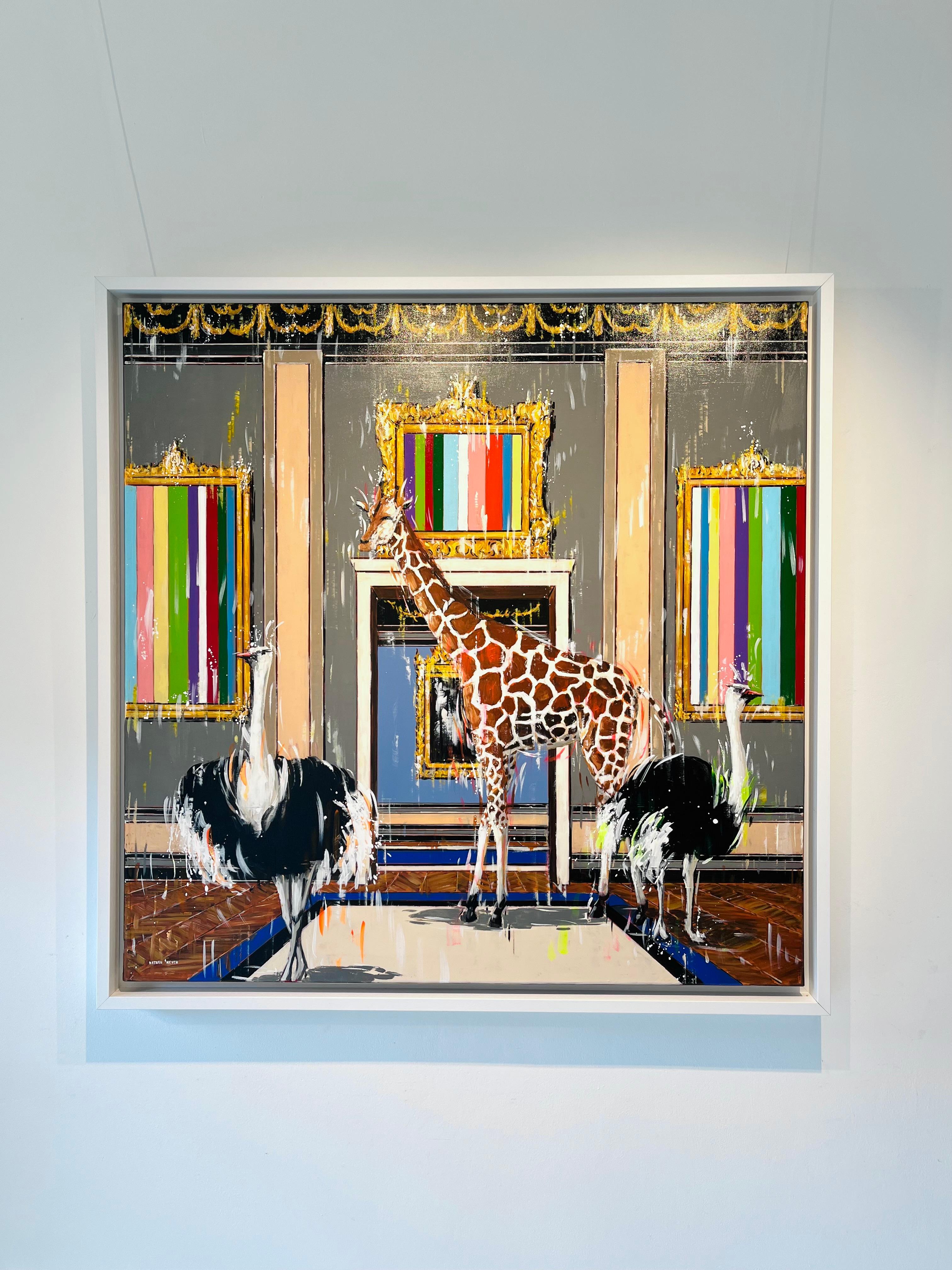 Live it Up-originelle surreale zeitgenössische Wildtier-Innenraummalerei- moderne Kunst (Surrealismus), Painting, von Nathan Neven