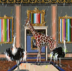 Live it Up-original surreal contemporary wildlife interior painting- modern art