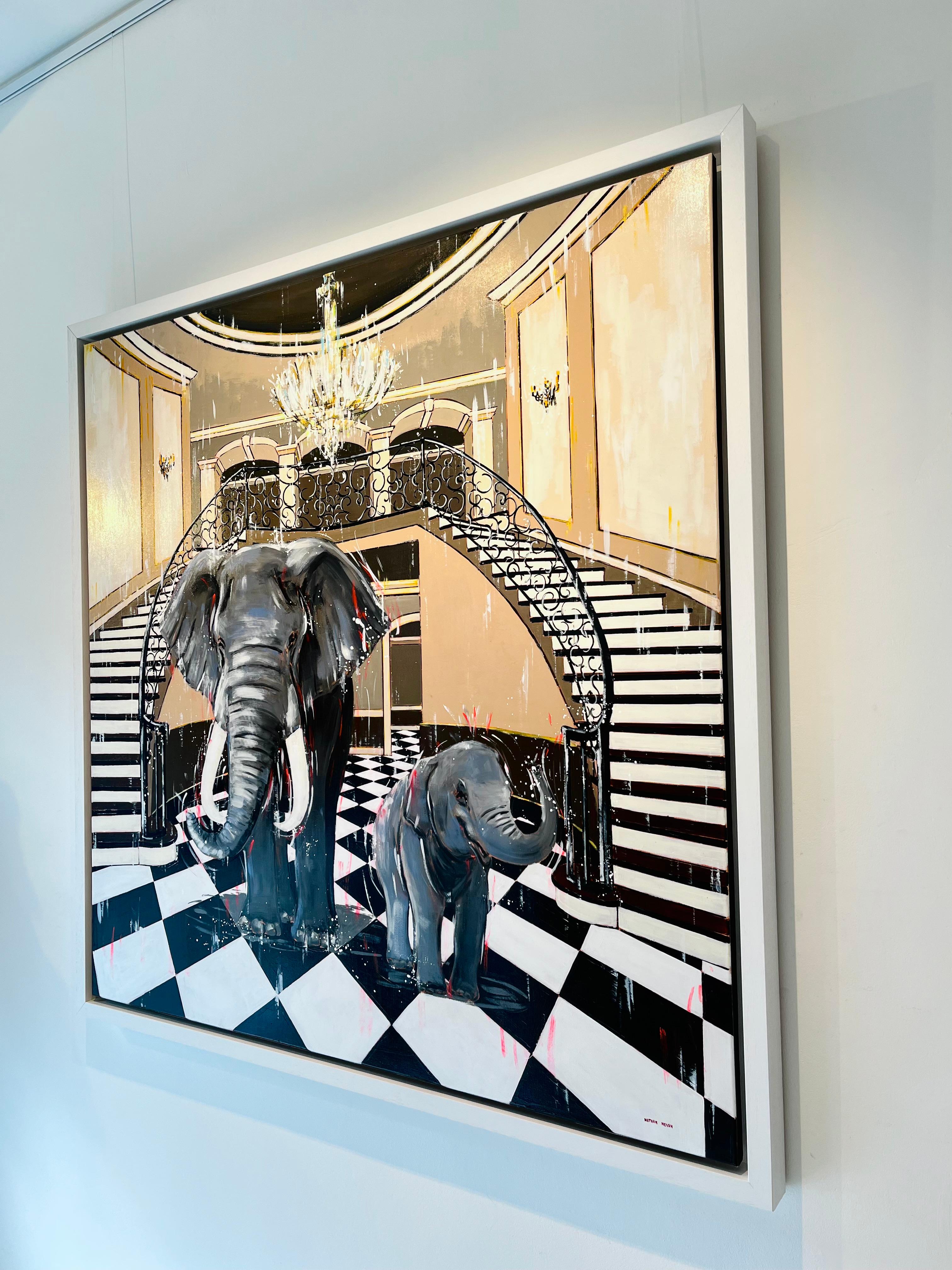 Made to Love - Abstraktes Wildtier Elefant Interieur Ölgemälde - Zeitgenössische Kunst (Expressionismus), Painting, von Nathan Neven