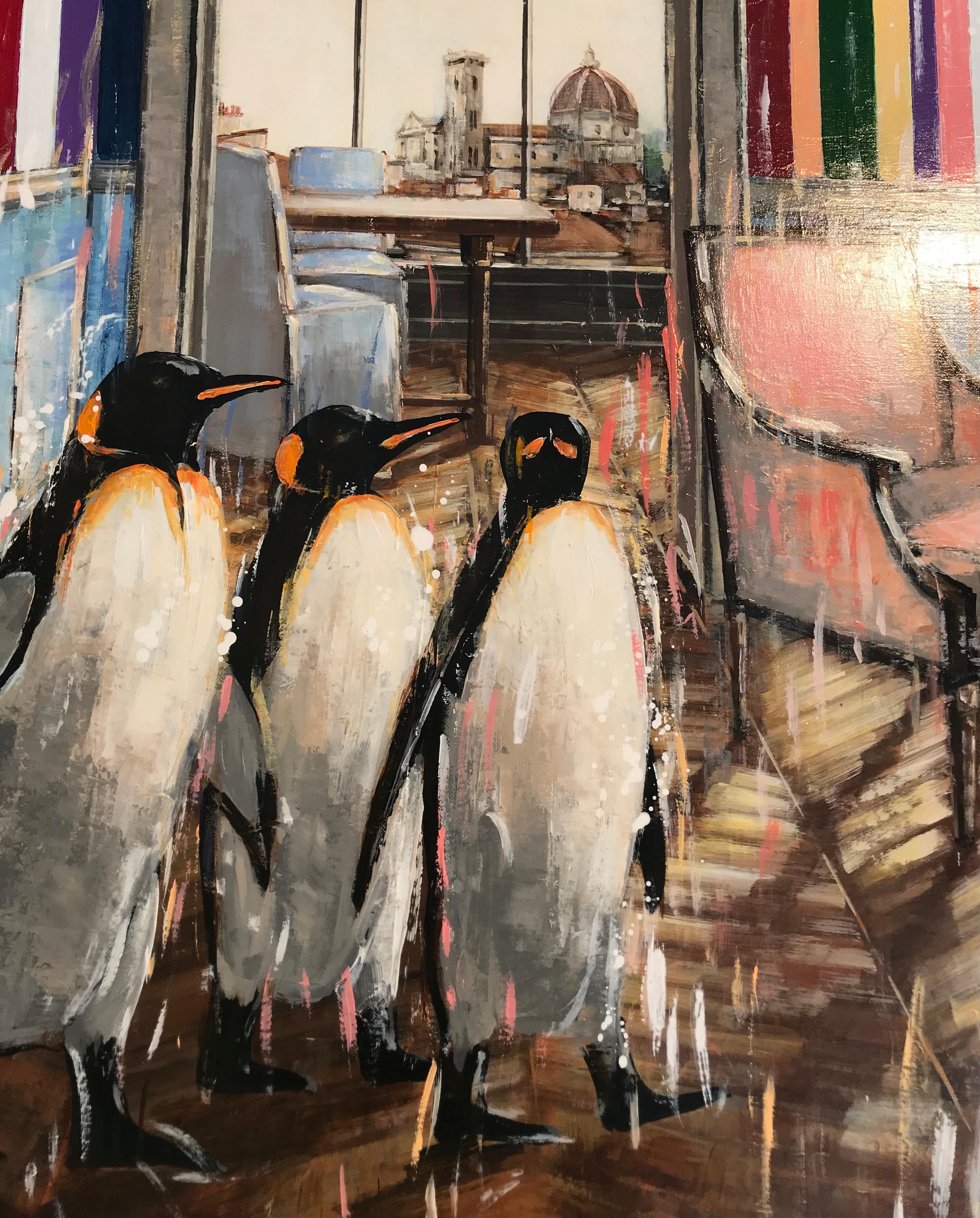penguin oil painting
