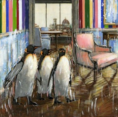 Medici’s Explorers interior modern animal penguin original oil painting