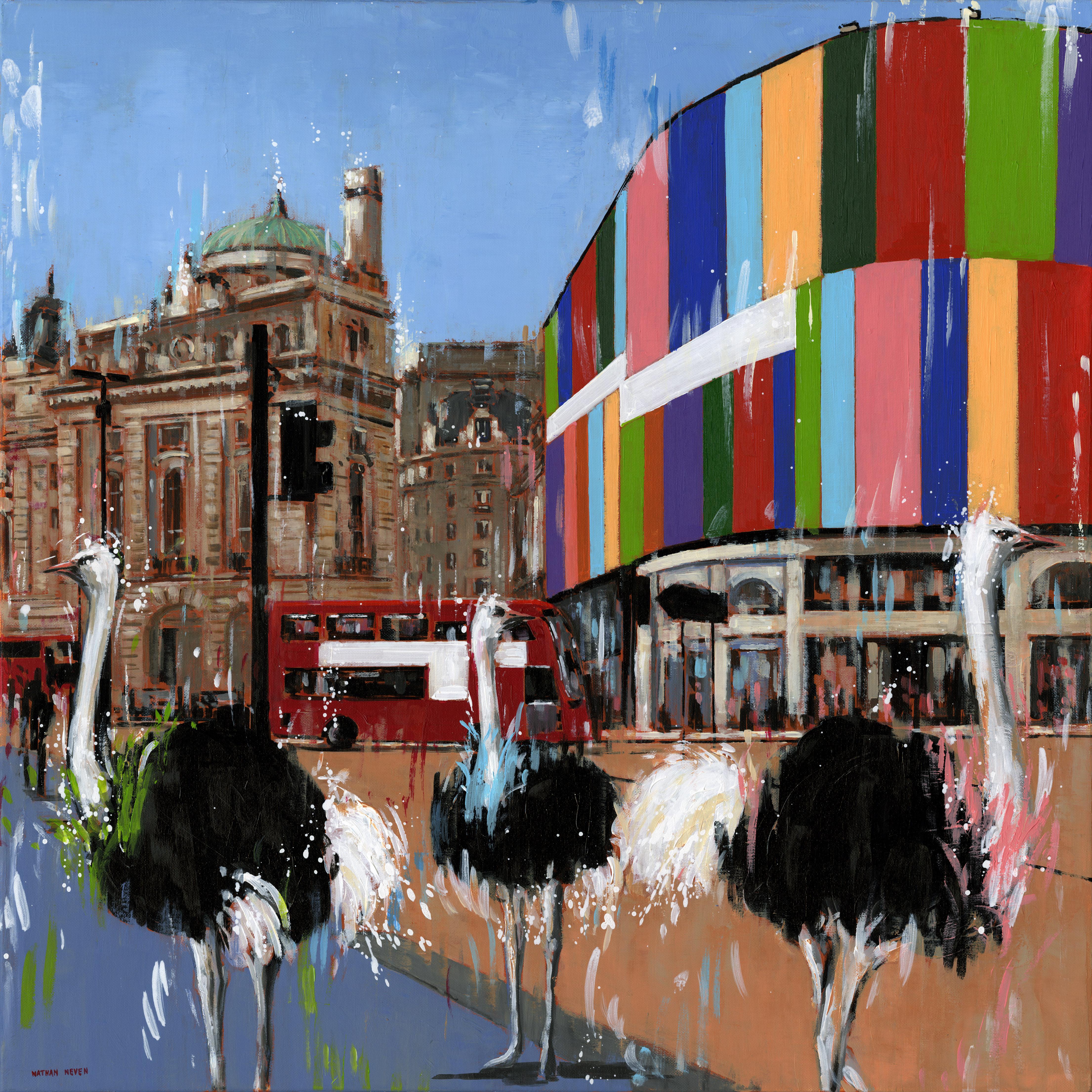 Nathan Neven Animal Painting - Piccadilly - landscape wildlife cityscape contemporary expressive abstract art