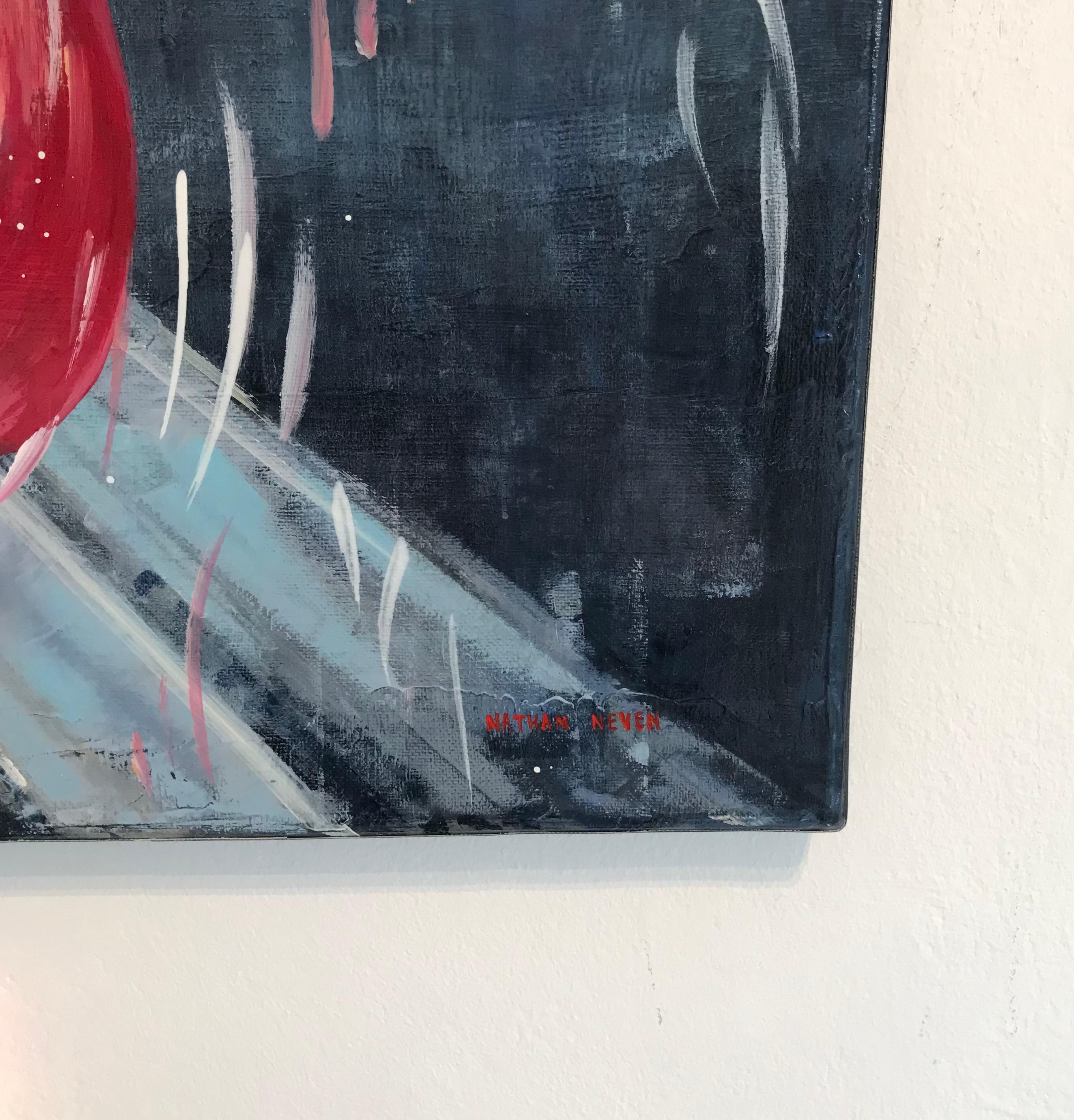 Place des Victoires Paris – originelle Stadtlandschaft der Tierwelt, Ölgemälde-moderne Kunst im Angebot 1
