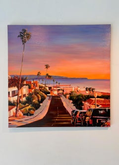 Playa Del Ray, Contemporary Realism Oil on Canvas, 80 x 80 Cityscape
