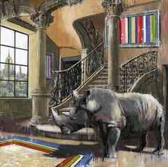 Rhino of NY - cityscape animal oil painting contemporary art surrealist modern 