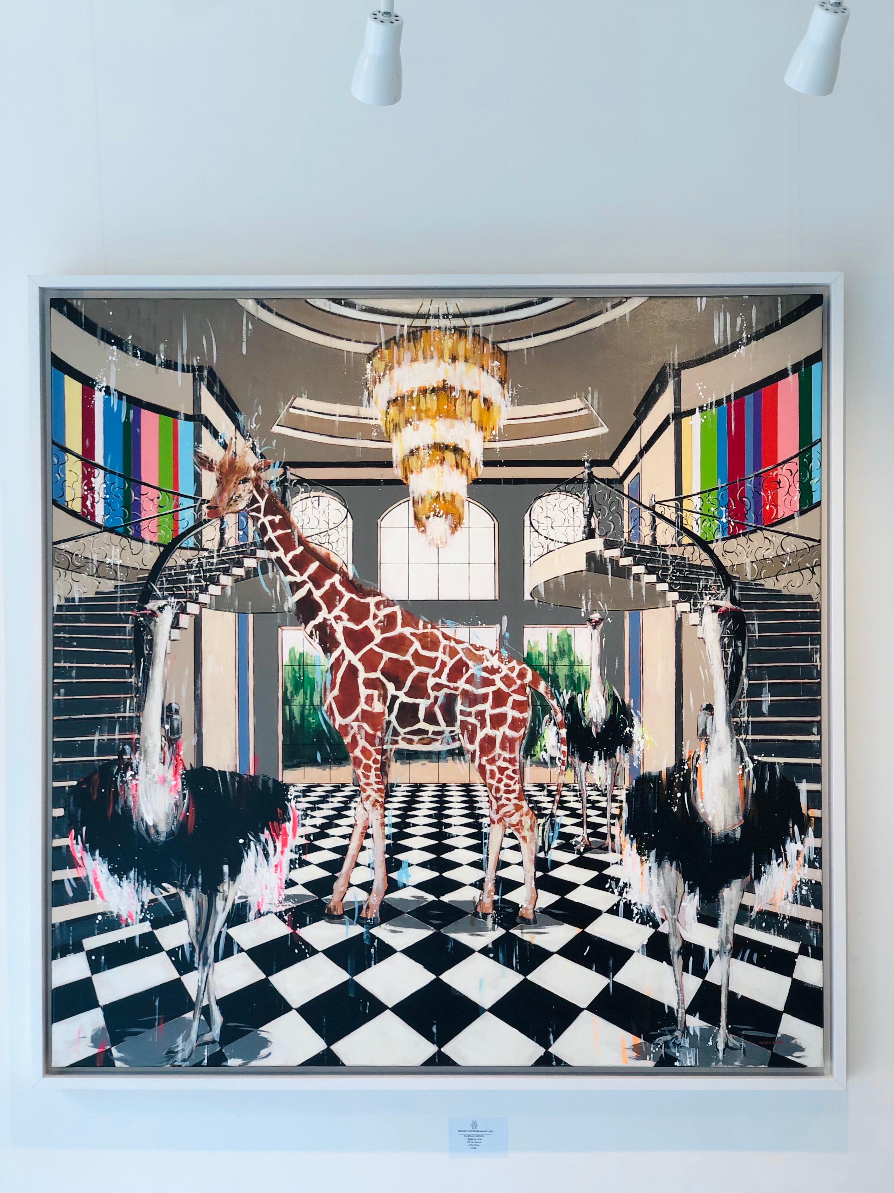 Right by You-originale surreale Wildtiere Interieur Ölgemälde-zeitgenössische Kunst – Painting von Nathan Neven