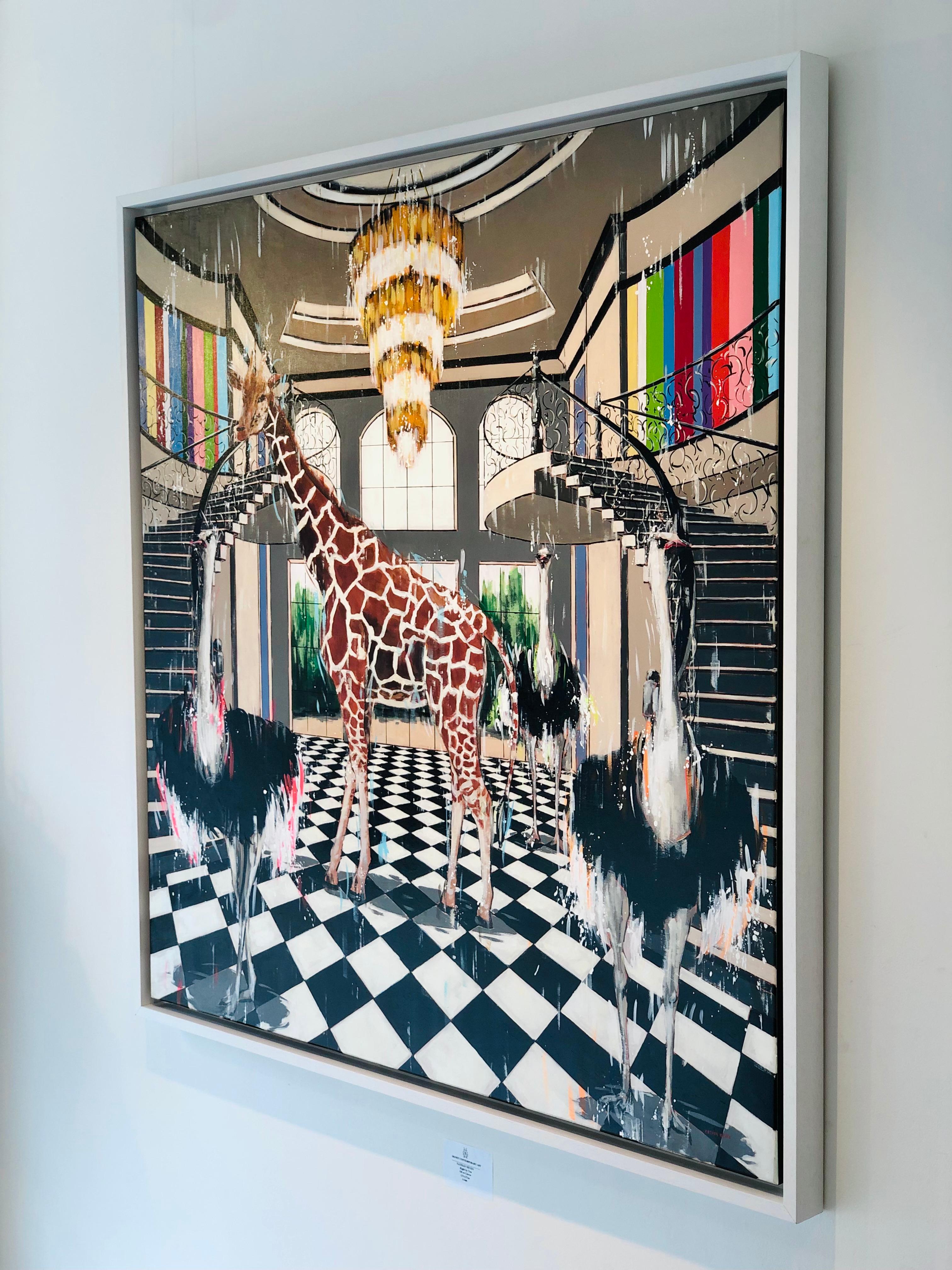 Right by You-original surreal wildlife interior oil painting-contemporary art - Surrealist Painting by Nathan Neven