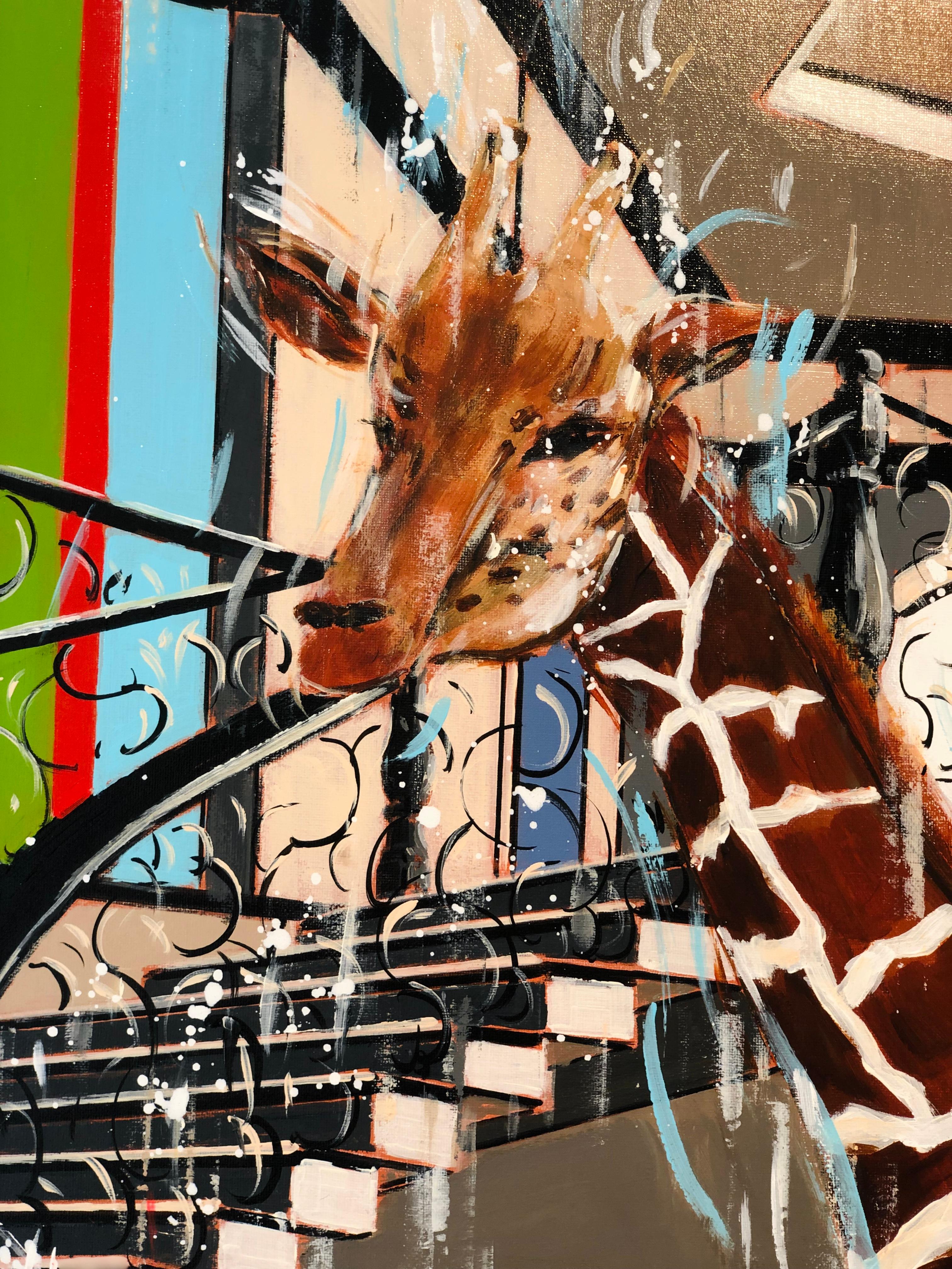 Right by You-originale surreale Wildtiere Interieur Ölgemälde-zeitgenössische Kunst (Grau), Interior Painting, von Nathan Neven