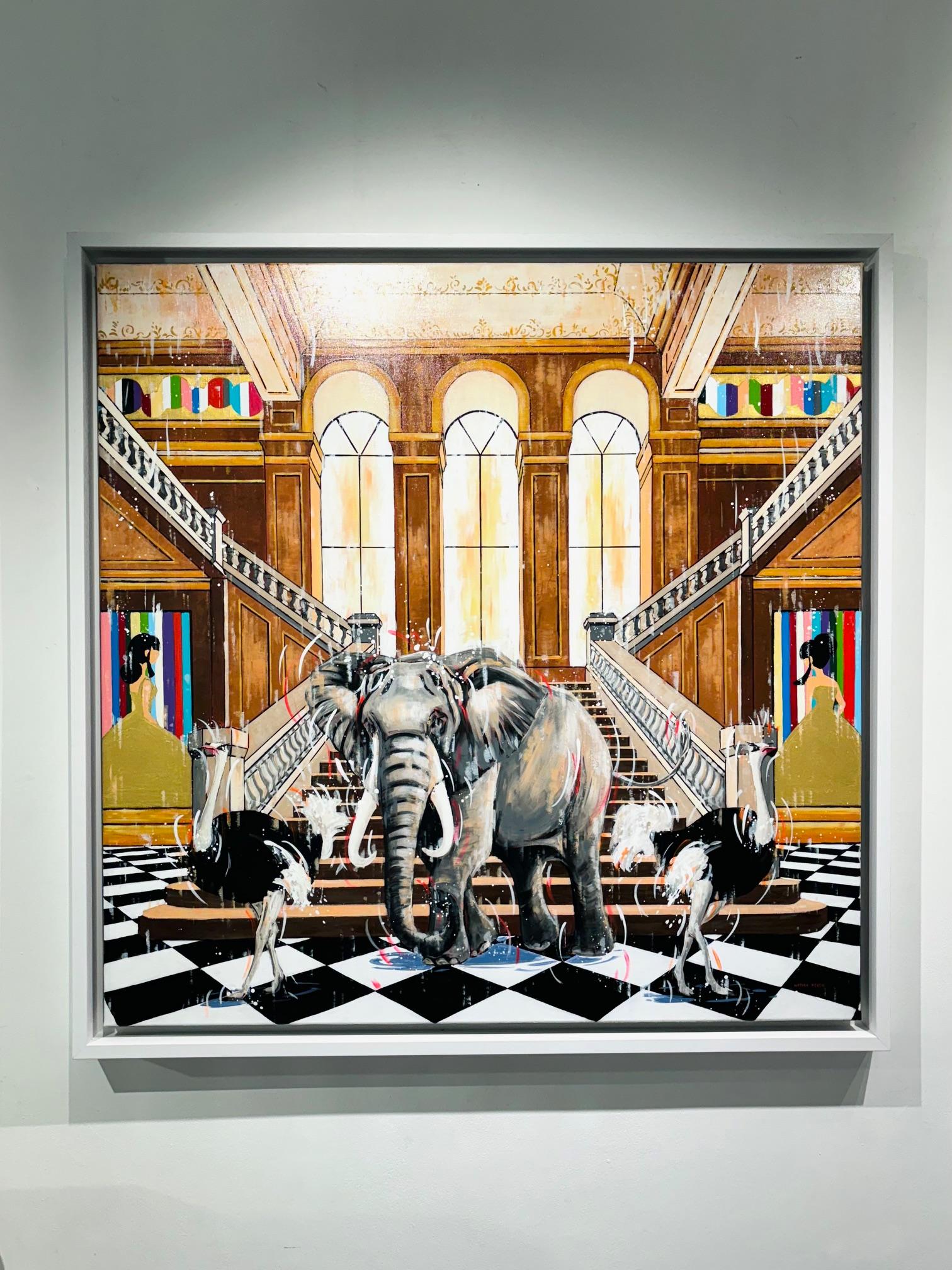 Königliches Blut-originale zeitgenössische Tierinterieur-Ölgemälde-Zeitgenössische Kunst – Painting von Nathan Neven