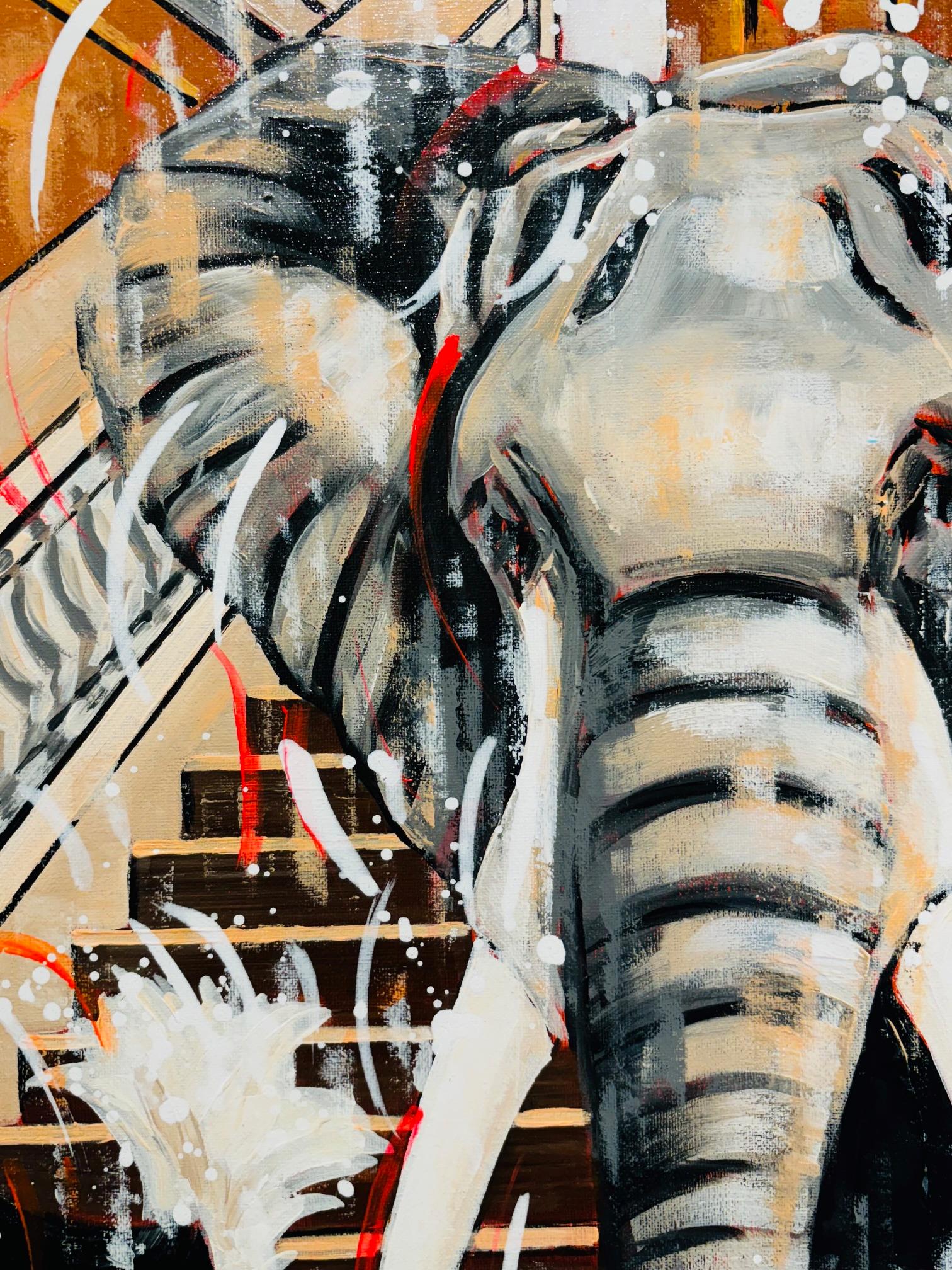 Royal Blood-original peinture à l'huile contemporaine d'intérieur d'animaux-Art contemporain - Marron Animal Painting par Nathan Neven