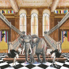 Sangue reale - pittura ad olio originale contemporanea di interni di animali - Arte contemporanea