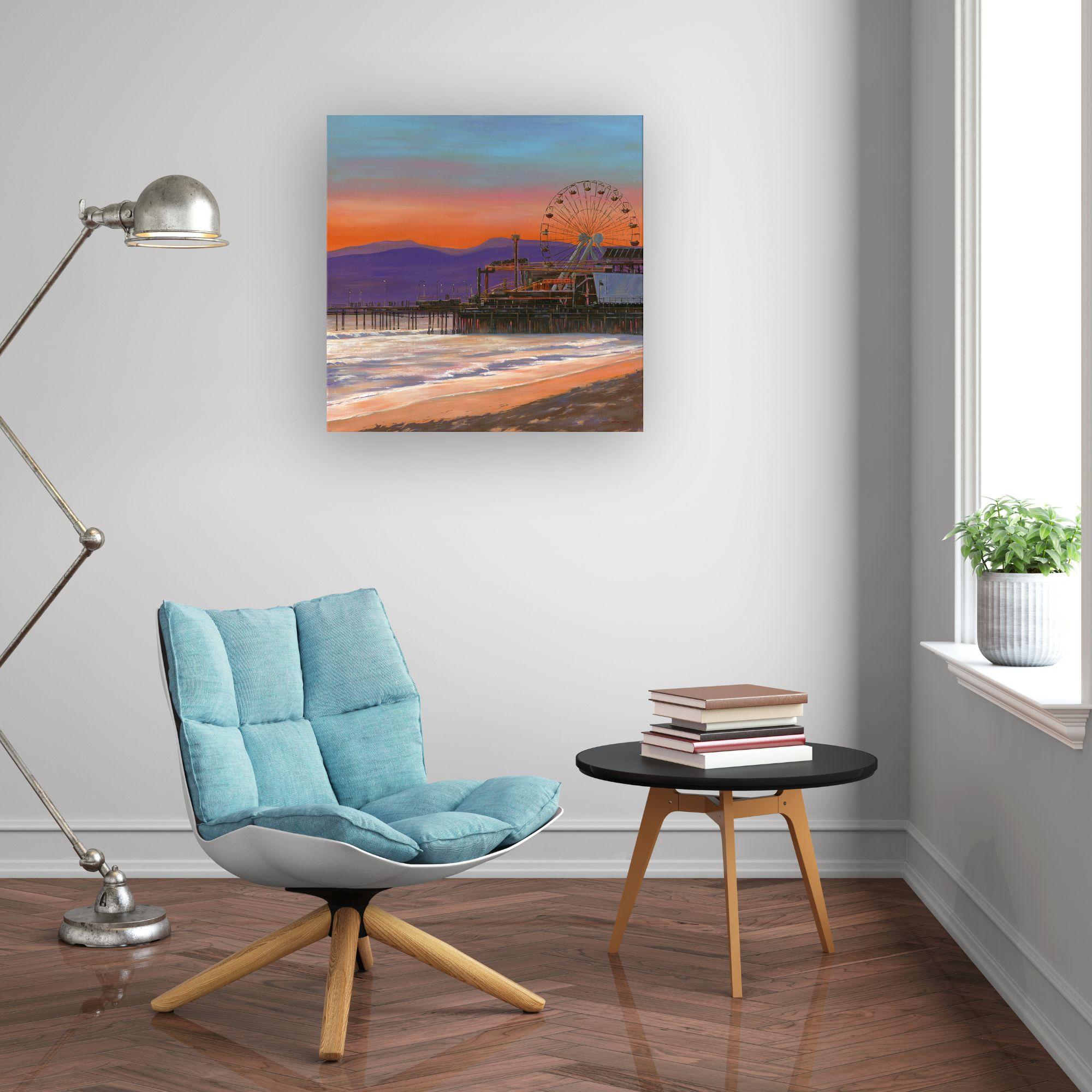 Santa Monica  - Zeitgenössischer Realismus - Ölgemälde - Stadtbild - Modernes Kunstwerk – Painting von Nathan Neven