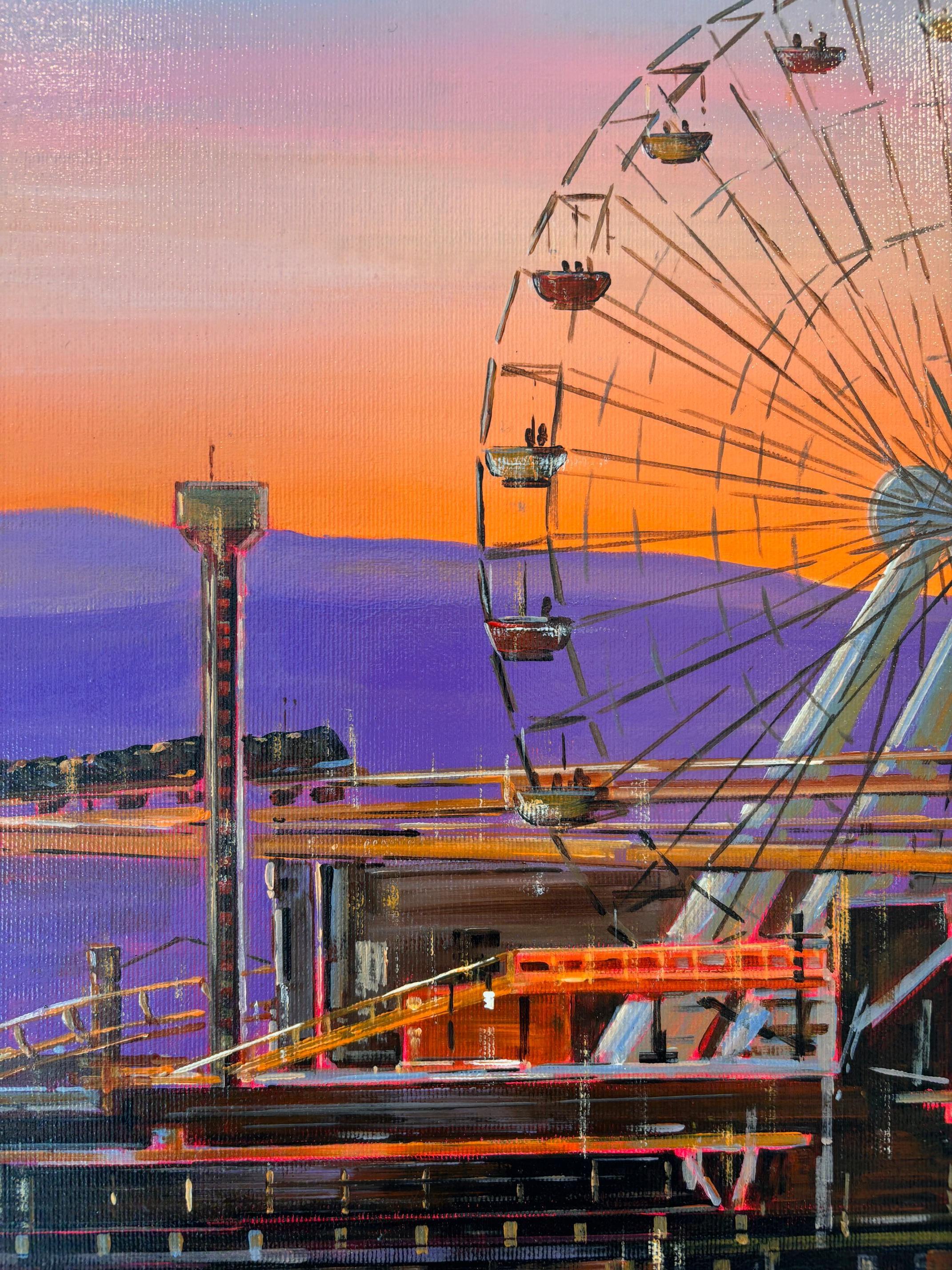 Santa Monica  - Zeitgenössischer Realismus - Ölgemälde - Stadtbild - Modernes Kunstwerk im Angebot 1