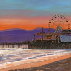 Santa Monica - pintura al óleo realismo contemporáneo - arte paisaje urbano -obra de arte moderna