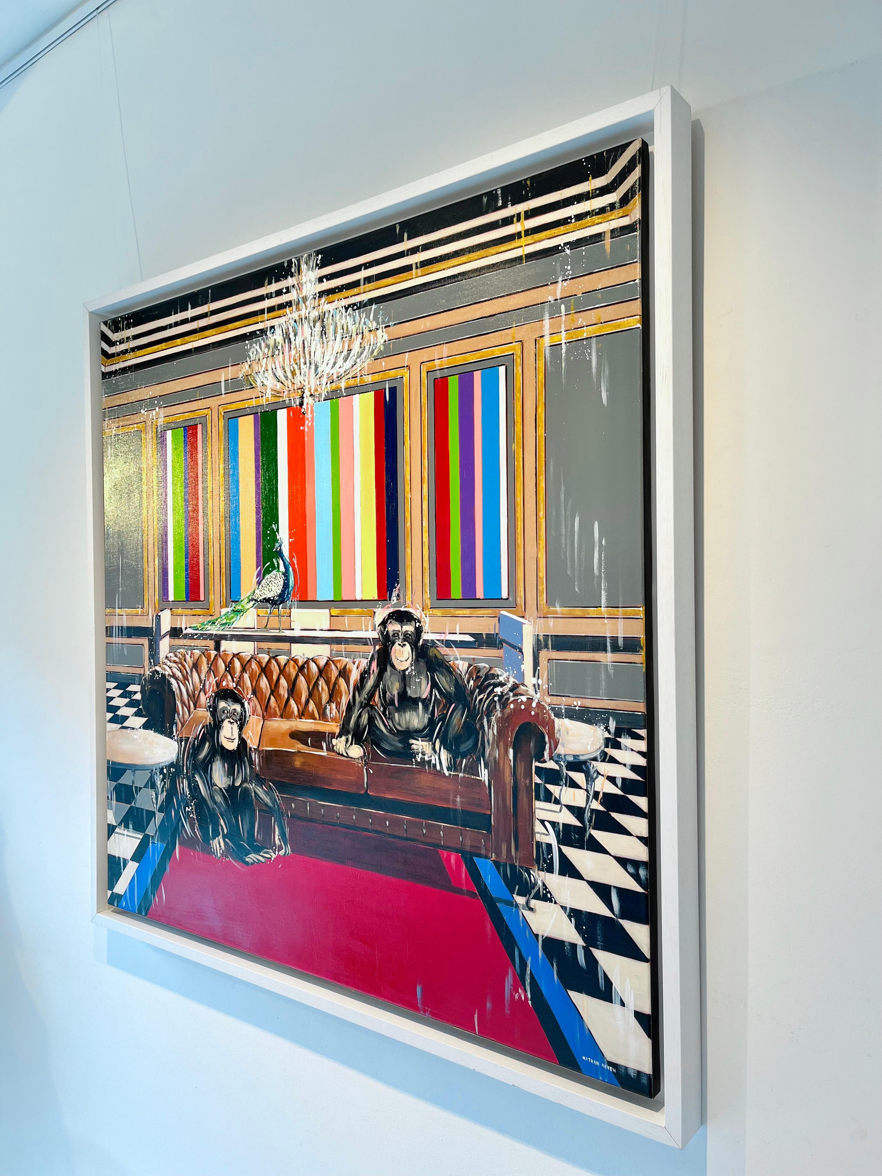 Sapient Business-original abstraktes, surreales, surreales Ölgemälde mit Tierwelt-moderne Kunst im Angebot 3