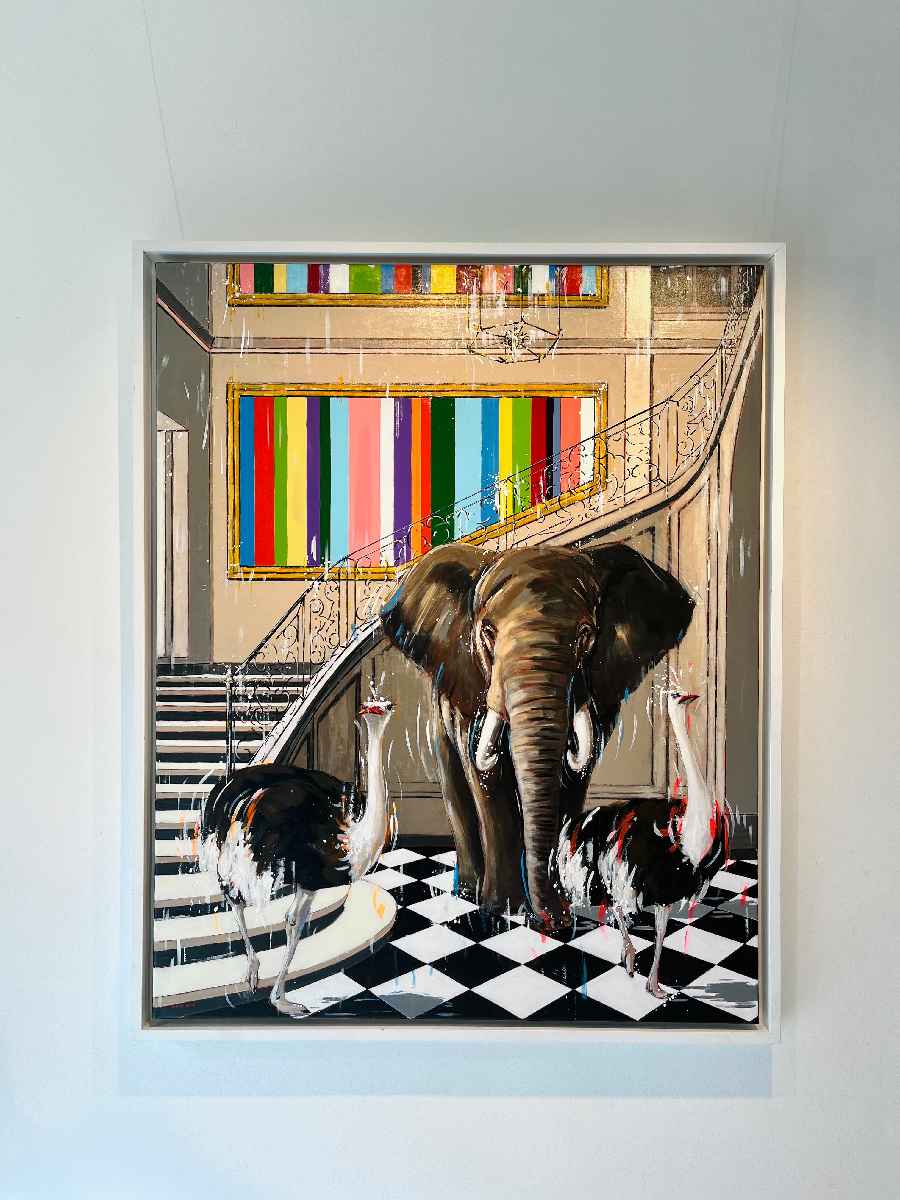 Scala of Heaven-original abstraktes Ölgemälde mit Tierweltinterieur-moderne Kunst – Painting von Nathan Neven