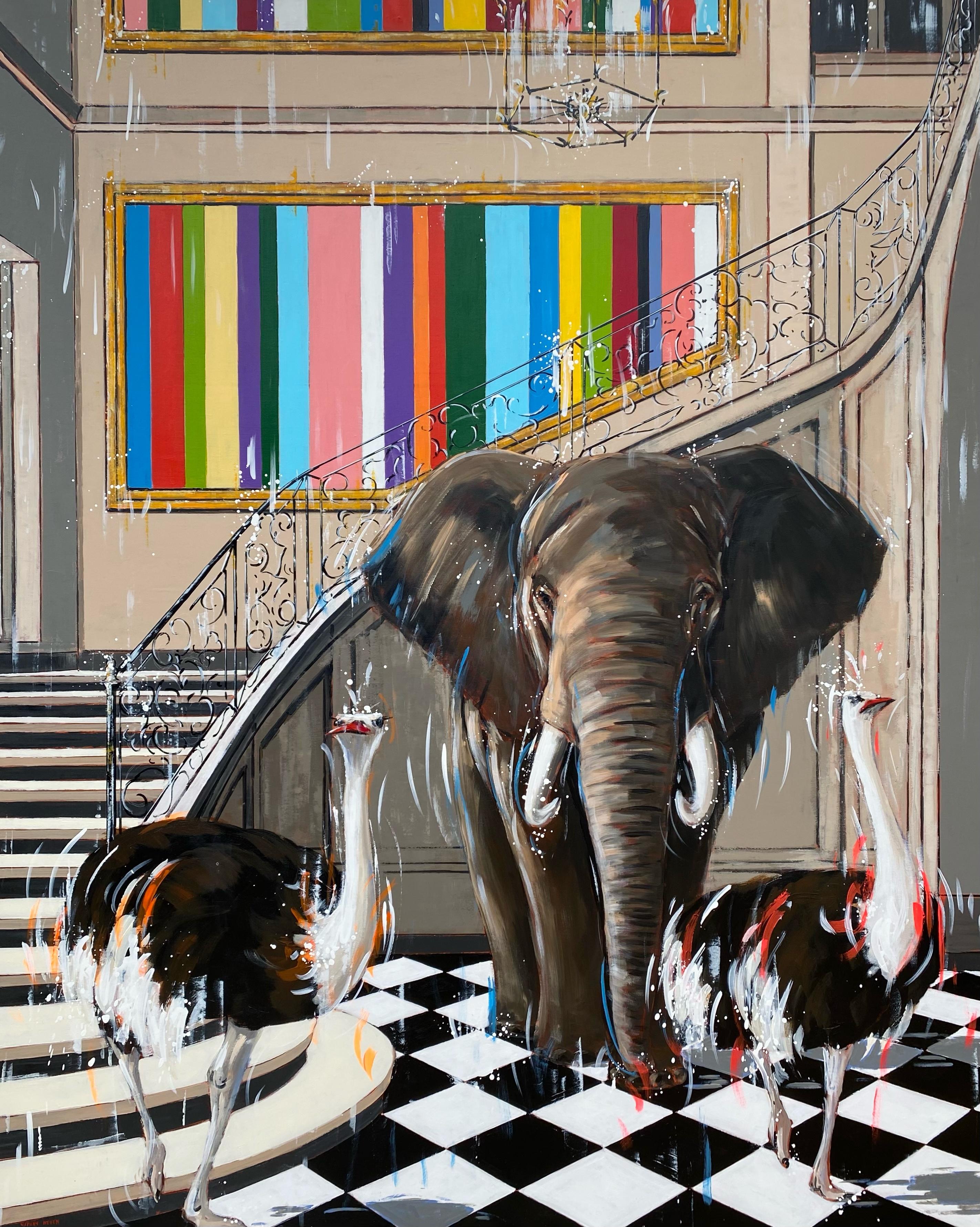 Scala of Heaven-original abstract wildlife interior oil painting-modern art