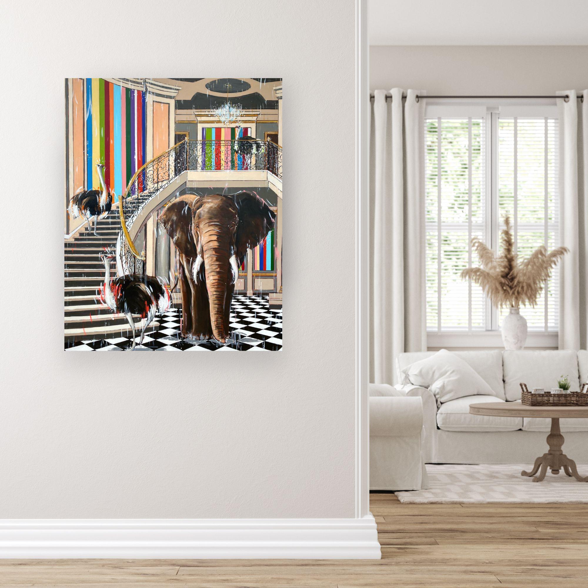 Serenisima-original wildlife surreal interior abstract painting-contemporary art For Sale 1